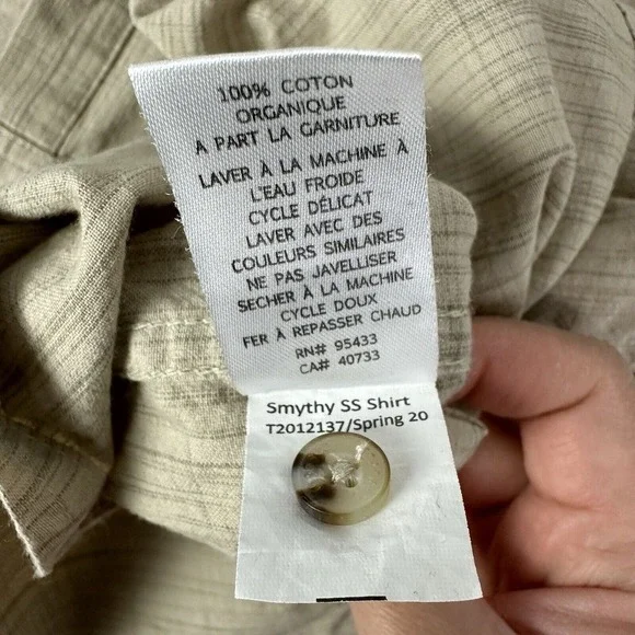 Toad & Co Shirt Mens L Beige Smythy 100% Organic Cotton Button Up Minimal Casual - Picture 5 of 9